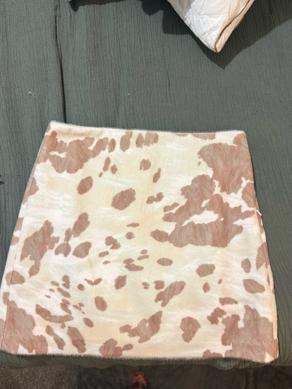 LOFT Cream and Light Brown Abstract Print Mini Skirt